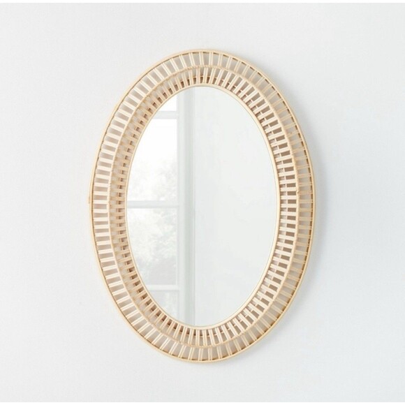 20" x 28" Light Woven Oval Mirror - Threshold designed Studio McGee - Picture 1 of 2